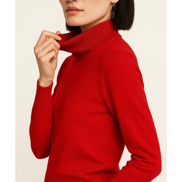 J. Crew Mockneck Silk Blend Sweater With Ribbed Trim Red BD412 Size XS - Picture 1 of 13